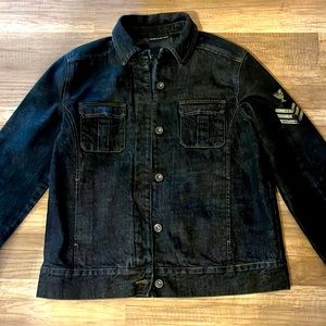 DKNY Jean Jacket w/ Retro American Military Logo on the Left Sleeve